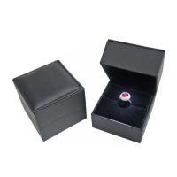 Luxury PU leather custom logo black PU leather LED ring jewelry packaging box