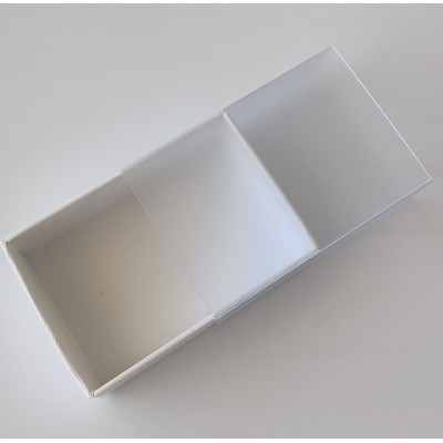 White cardboard tray box with frost PET sleeve see through gift slide cardboard box