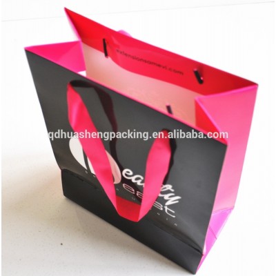 Custom logo luxury art paper shopping bag with handle reusable gift bag