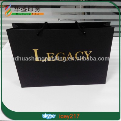 Luxury customized embossed black paper shopping bag