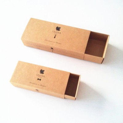 Custom foldable brown kraft paper packaging drawer box