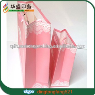 Wholesale lovely pink custom print boutique paper bag for bra